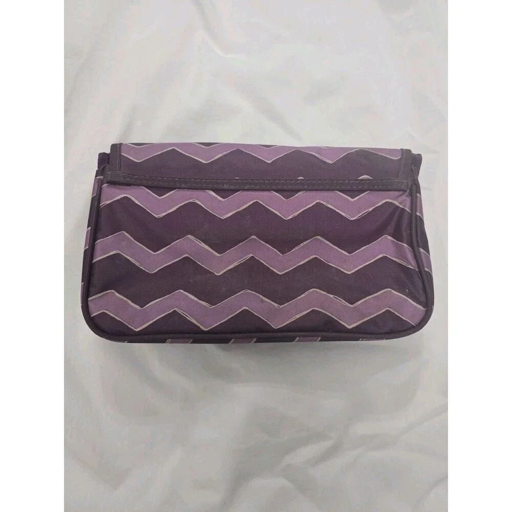 Thirty-One Purple Folding Makeup Organizer Case w/ Mirror Zipper Pockets